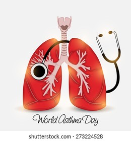 Vector illustration of a shiny lungs for World Asthma Day in white background.