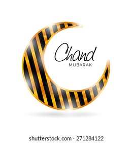 Vector illustration of a shiny moon for chand Mubarak in white background.