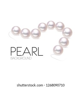 Vector Illustration. Shiny natural white pearl with light effects. Necklace pearl for design. Pearl Background