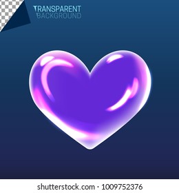 Vector illustration of shiny rainbow colors soap heart bubble with sparkles reflection on dark background