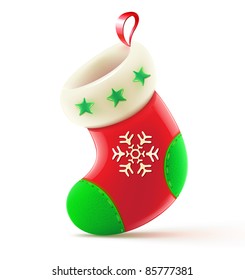 Vector illustration of shiny red Christmas stocking waiting for Santa