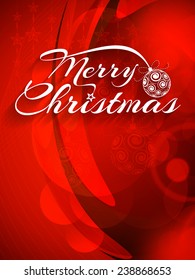Vector illustration of shiny red color Merry Christmas greeting card. 