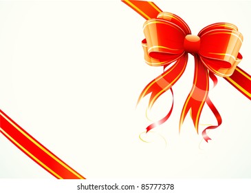 Vector illustration of shiny red gift bow and ribbon wrapped around a rectangle like a present