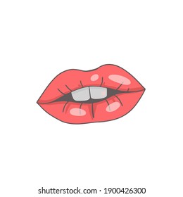 Vector illustration of shiny red lips. 