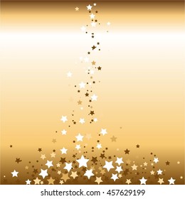 Vector illustration of Shiny stars on a gold background.