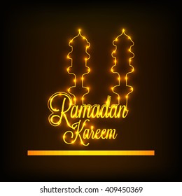 Vector illustration of a shiny stylish text for Ramdan Kareem for holy month of muslim community Ramadan Kareem.
