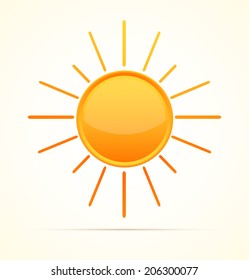 Vector illustration of shiny sun. Isolated weather icon.