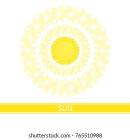 Vector illustration of shiny sun isolated on white background. Weather icon in flat style.