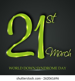 Vector illustration of shiny text for World Syndrome Day in gray background.