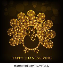 Vector illustration of a Shiny Turkey Bird Background For Happy Thanksgiving.