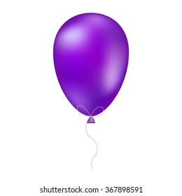 Vector illustration of shiny violet glossy balloon. Realistic air  3 D ballon isolated on white background