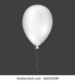 Vector illustration of shiny white glossy balloon. Realistic air  3 D ballon isolated on black background