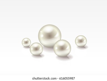 Vector illustration of shiny white pearl set 