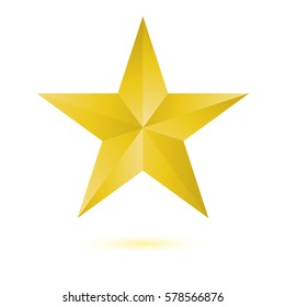 Vector illustration shiny yellow gold star on white background