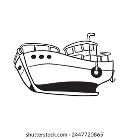 Diseño gráfico de la nave de la Ilustración vectorial, boceto del tatuaje del arte, dibujo a mano, uso en la impresión