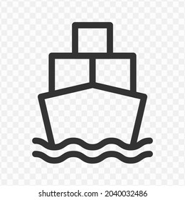 Vector illustration of ship icon in dark color and transparent background(png).