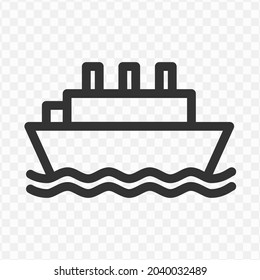 Vector illustration of ship icon in dark color and transparent background(png).