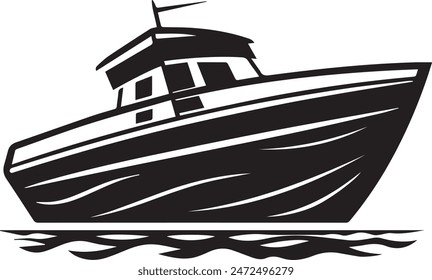 Vector illustration of ship isolated on white background. Monochrome style.