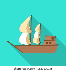 Vector illustration of ship and old sign. Graphic of ship and boat stock vector illustration.