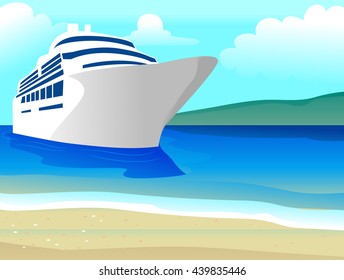 Vector Illustration of Ship on the Beach