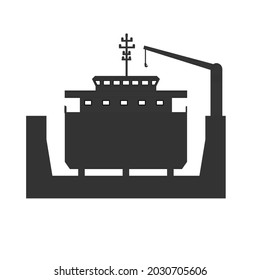 Vector illustration of a ship on a floating dock