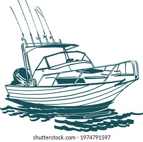 the vector illustration of the ship on the sea