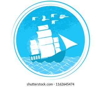 Vector illustration of a ship on white background