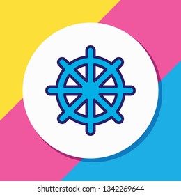 Vector illustration of ship rudder icon colored line. Beautiful maritime element also can be used as helm icon element.