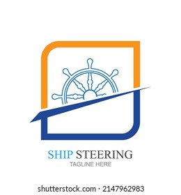 vector illustration of ship steering design template