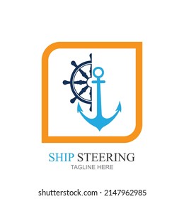 vector illustration of ship steering design template