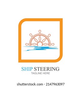 vector illustration of ship steering design template