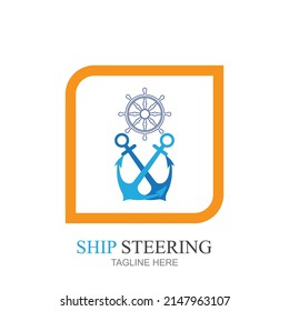 vector illustration of ship steering design template