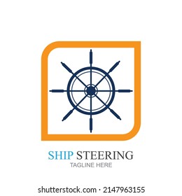 vector illustration of ship steering design template