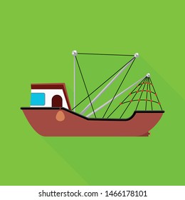 Vector illustration of ship and water icon. Set of ship and fishery stock vector illustration.