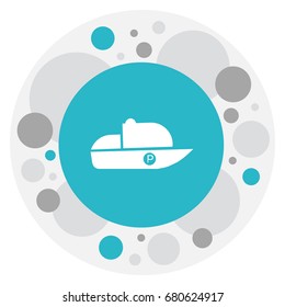 Vector Illustration Of Shipment Symbol On Speedboat Icon. Premium Quality Isolated Vessel Element In Trendy Flat Style.