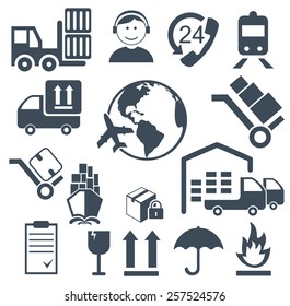 Vector illustration of shipping and cargo icons 