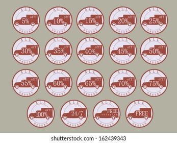 Vector illustration of shipping discount labels.