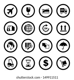 Vector illustration of shipping and logistics icons.