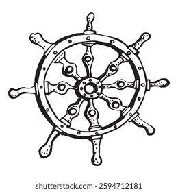 Vector illustration of a ship's helm, suitable for a tattoo for a real sailor