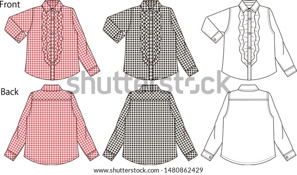 Vector\
illustration of Shirt blouse. Front and back\
views