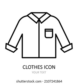 Vector illustration with shirt icon. Outline drawing.