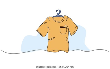 Vector illustration of shirt. Modern flat in continuous line style.