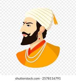 Vector illustration of Shivaji Maharaj portrait on transparent background