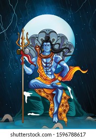 Vector illustration of Shivratri, a Hindu festival with lord shiva