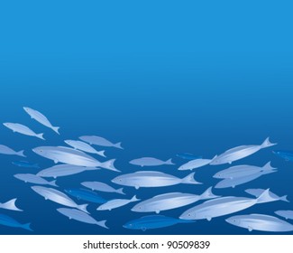 vector illustration of a shoal of fish under water in eps 10 format