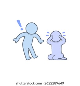 Vector illustration of a shocked character seeing his friend crying