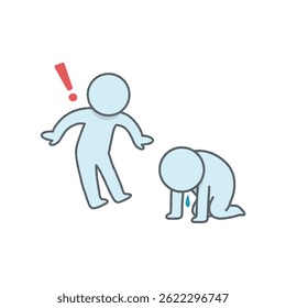 Vector illustration of a shocked character seeing his friend down