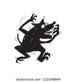 Vector illustration of a shocked wolf dog monster