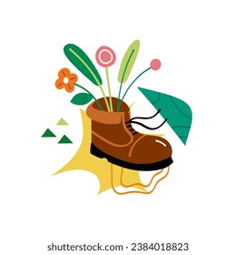 Vector illustration with a shoe and flowers. Abstract fashion print.