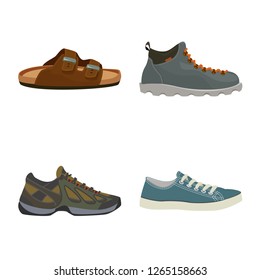 Vector illustration of shoe and footwear icon. Collection of shoe and foot stock vector illustration.